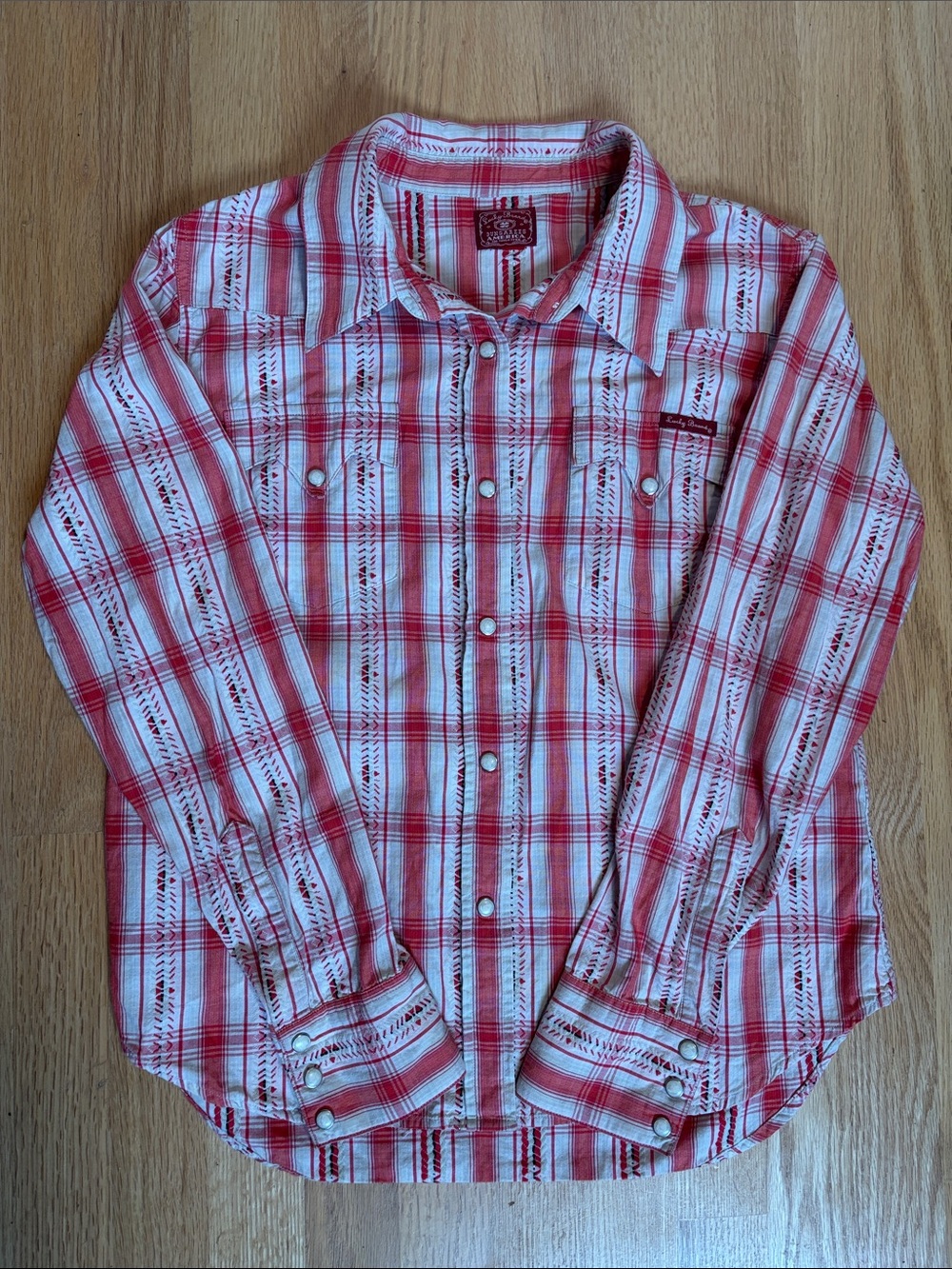 Vintage Lucky Brand Plaid Snap Button-Down Cowgirl Rodeo Shirt M